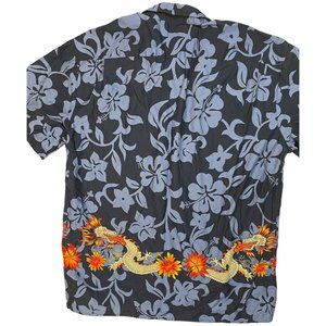 Hilo Hattie Dragons Hawaiian Shirt Mens Large Serpents Flowers Tropical